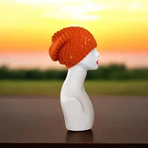 Hand Knit Colorful Crochet Beanies Scrap Yarn Beret