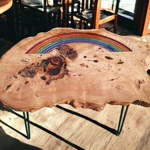 WG-EP03 Handmade Epoxy Resin & Walnut Live Edge Table – Modern Luxury Design