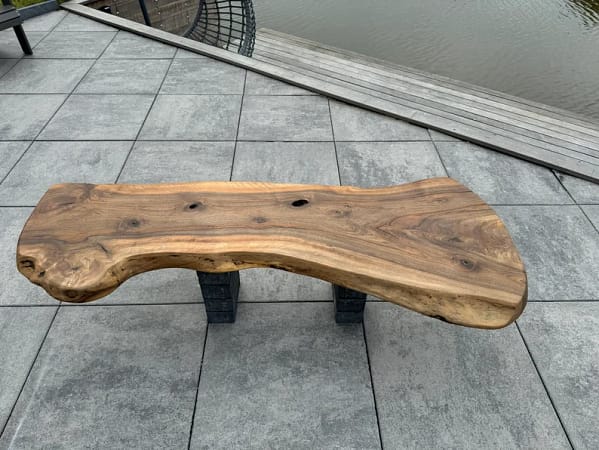 WG-1210 Handmade Walnut Coffee Table – Live Edge Solid Wood Centerpiece