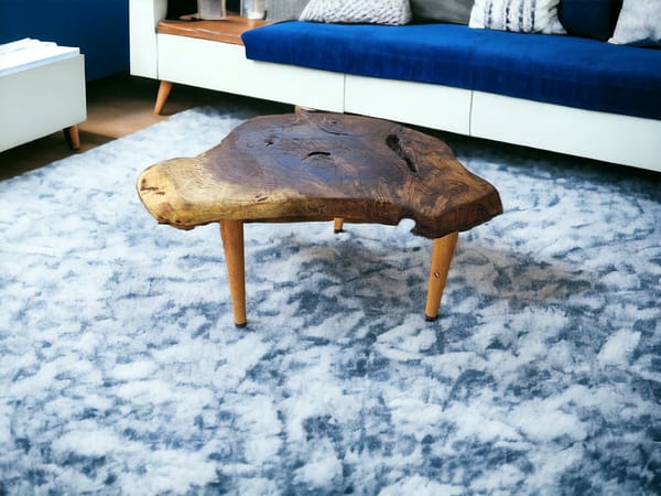 WG-1081 Rustic Handmade Walnut Coffee Table – Live Edge Natural Wood Beauty