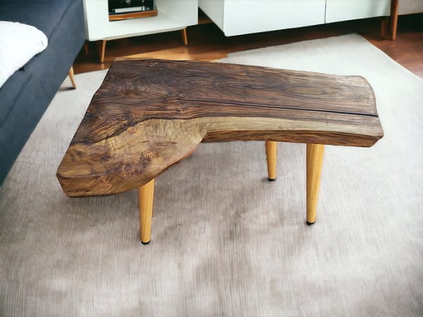 WG-1090 Rustic Walnut Coffee Table – Handmade Live Edge Wooden Furniture