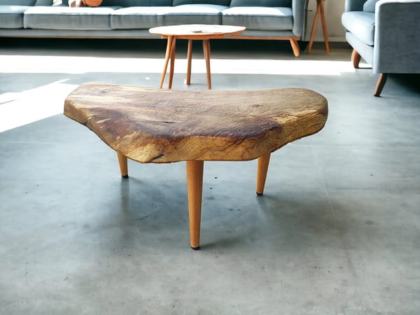 WG-1061 Rustic Live Edge Coffee Table – Handcrafted Walnut Wood Furniture
