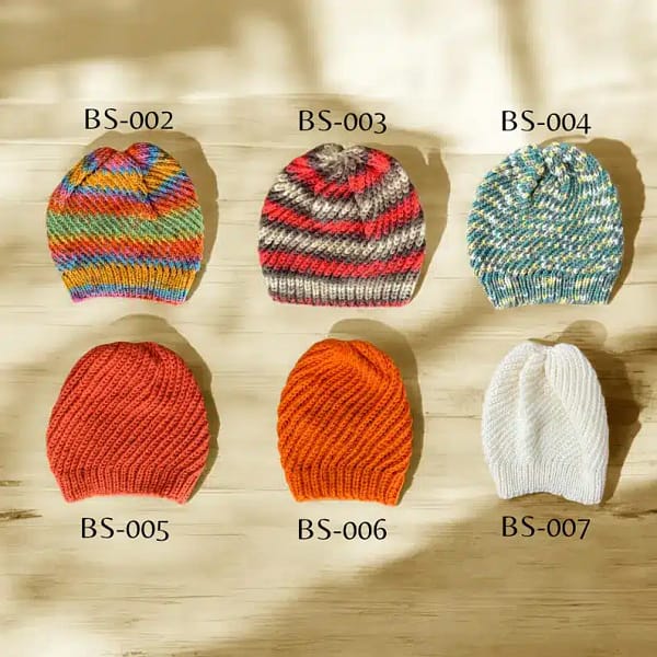 Hand Knit Colorful Crochet Beanies Scrap Yarn Beret - Image 2