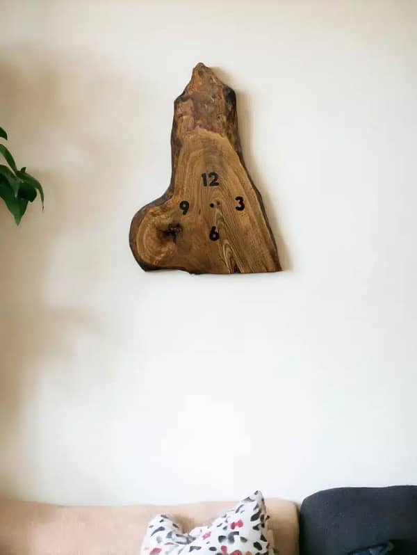 Oversized Decorative Wall Art Retro Clock, Walnut Wall Decor